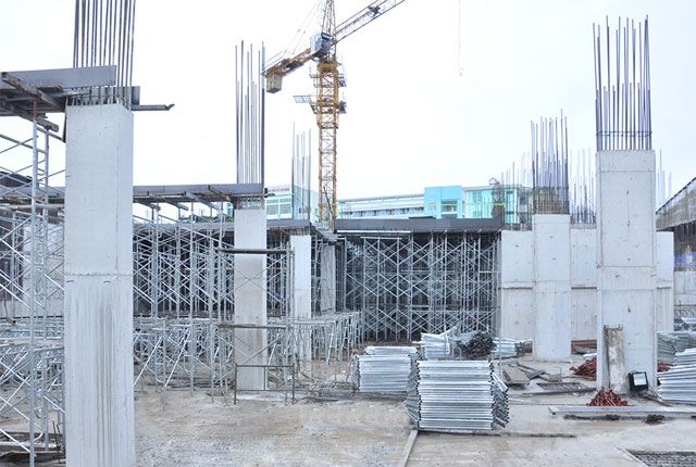 Thi công cột sàn tầng 1 - Block A