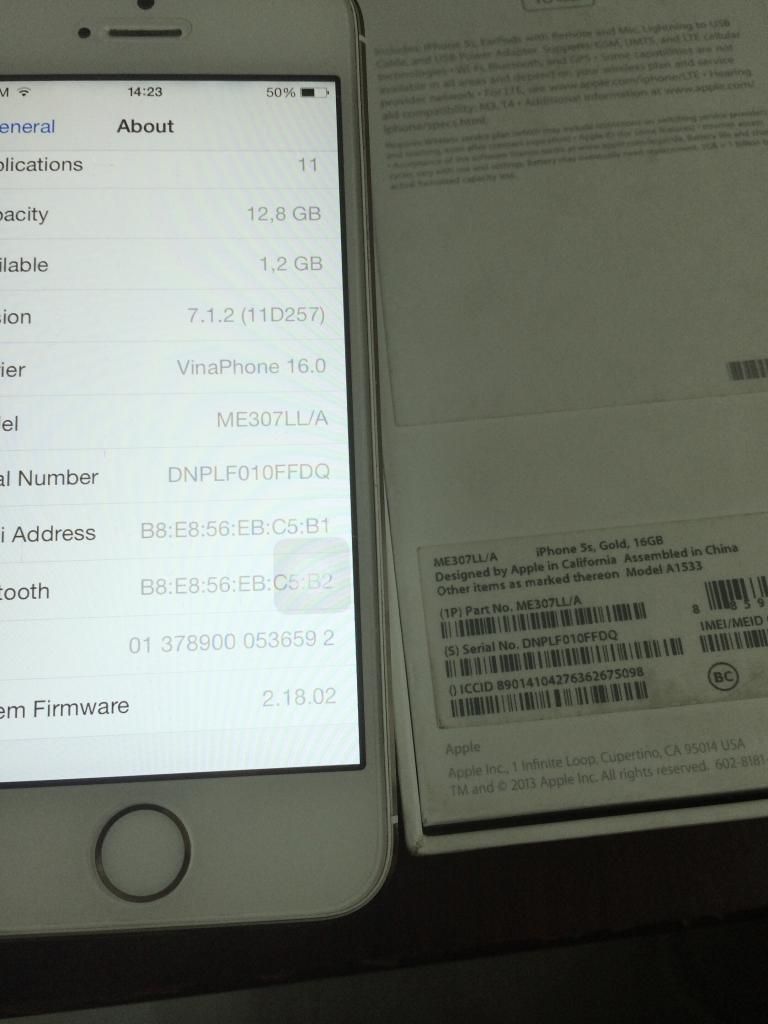 Cần bán Iphone 5s- 16GB- GOLD. Full Box. Bản QUỐC TẾ. giá hấp dẫn